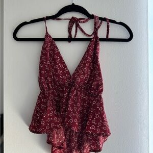 Burgundy Floral Halter